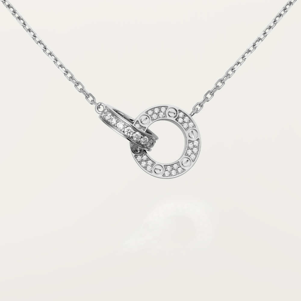 ¡®Star¡¯LOVE 7.6MM NECKLACE ROSE GOLD AND SILVER  FULL DIAMOND