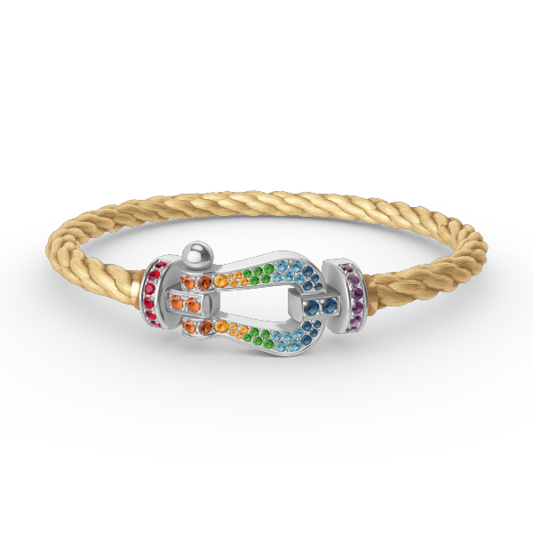 ¡®Star¡¯FORC LARGE HORSESHOE  COLORED DIAMOND BRACELET SILVER