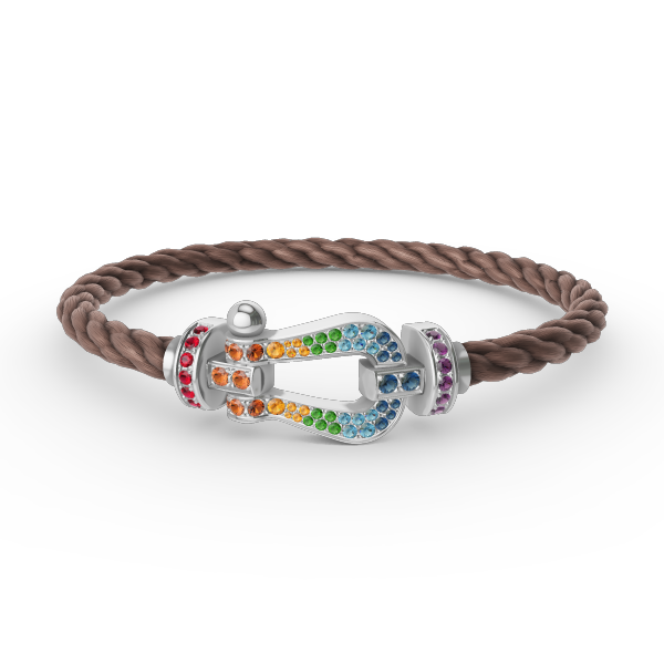 ¡®Star¡¯FORC LARGE HORSESHOE  COLORED DIAMOND BRACELET SILVER