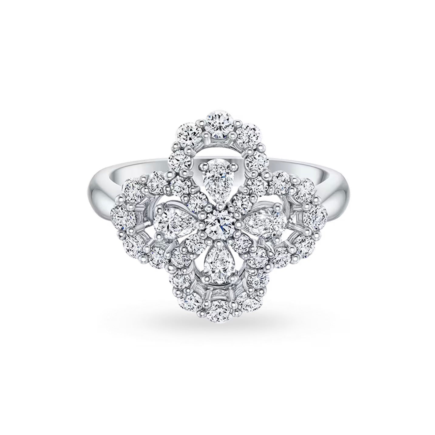 ¡®Moco¡¯LOOP RING FULL MOTIF DIAMOND 16MM SILVE