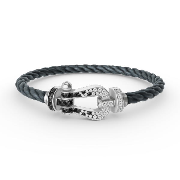 ¡®Star¡¯FORCE LARGE HORSESHOE BLACK WHITE DIAMOND BRACELET SILVER