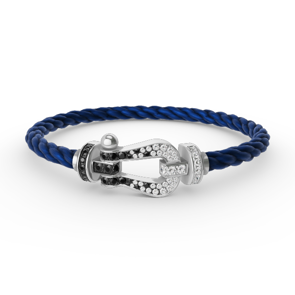 ¡®Star¡¯FORCE LARGE HORSESHOE BLACK WHITE DIAMOND BRACELET SILVER
