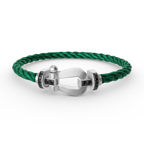 ¡®Star¡¯FORCE LARGE HORSESHOE BLACK DIAMOND BRACELET SILVER