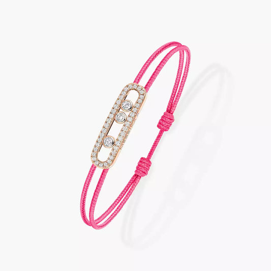 [moco jewelrys ]Messika Care(s) pink cord pavé bracelet