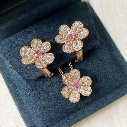 ¡®Moco¡¯FRIVOLE PINK GOLD FLOWER DIAMOND EARRINGS