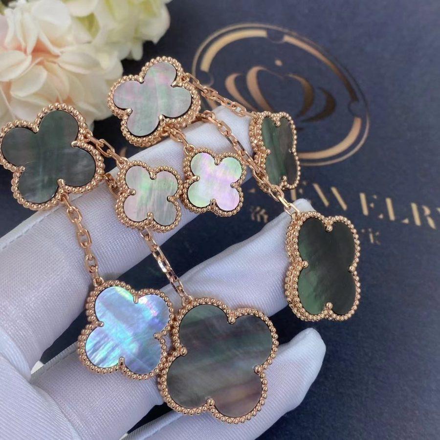¡®Star¡¯CLOVER EARRINGS DARK MOP 4 MOTIFS ROSE GOLD