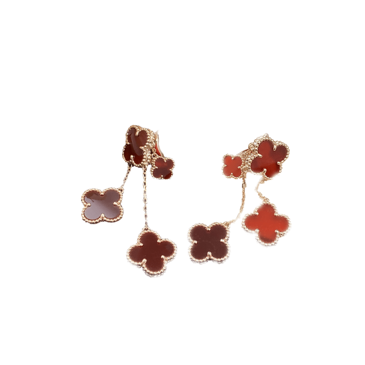 ¡®Star¡¯CLOVER EARRINGS CARNELIAN 4 MOTIFS PINK GOLD