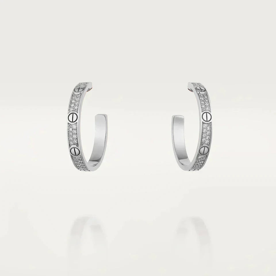 ¡®Star¡¯LOVE DIAMOND SILVER HOOP EARRINGS